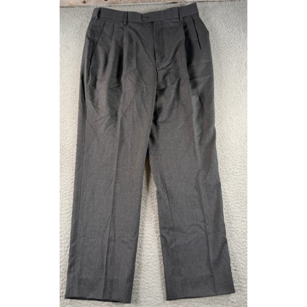 Zanella Bennett Mens 32x27 Gray Wool Pleated Cuffed Dress Pants Made in Italy